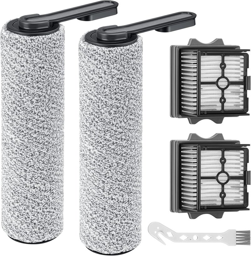 isinlive 【Only S5 Combo】Brush Roller Replacement Parts for Tineco Floor ONE S5 Combo Cordless Wet Dry Vacuum Cleaner, 2 Brush Rollers + 2 Vacuum HEPA Filters (Only Fit S5 COMBO) - Image 1